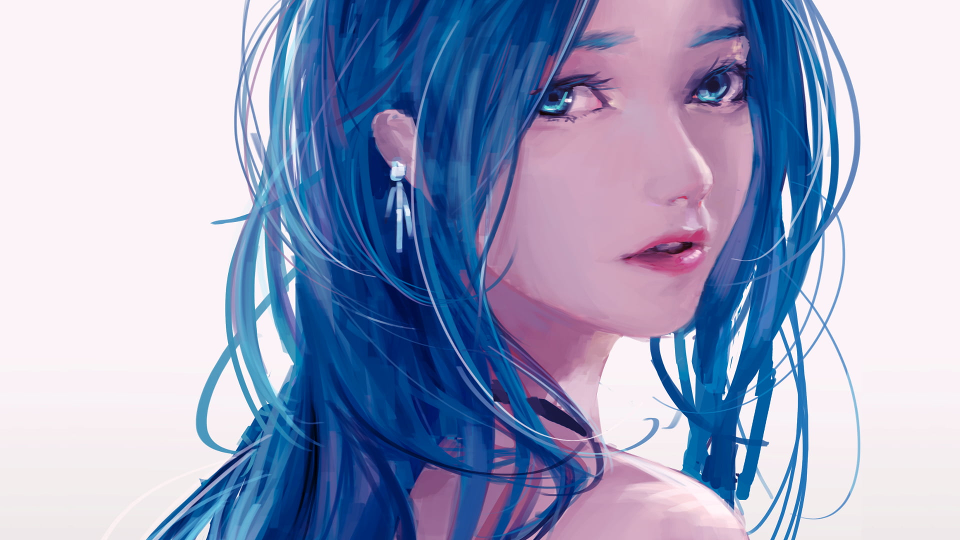 blue-haired female anime character, Hatsune Miku, blue hair, white background