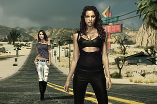 two female on street animated wallpaper