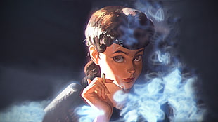 woman holding cigarette illustration