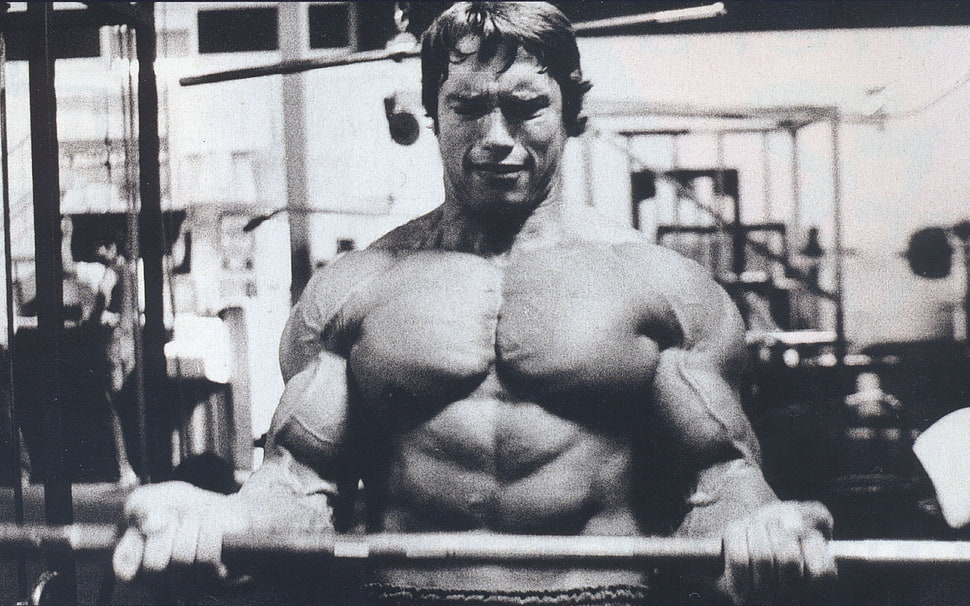 Grayscale photo of body builder man, Arnold Schwarzenegger, bodybuilding,  Bodybuilder, barbell HD wallpaper | Wallpaper Flare