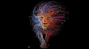 multicolored lion artwork wallpaper