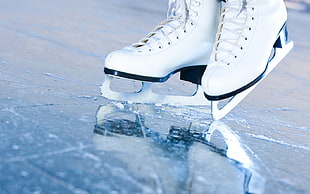 pair of white ice skates HD wallpaper