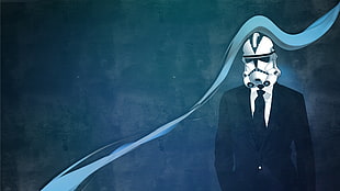 man wearing Storm Trooper helmet illustration, Star Wars, humor, stormtrooper