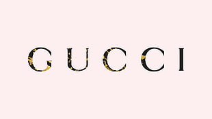 Gucci text, gold, splats, Gucci, logo