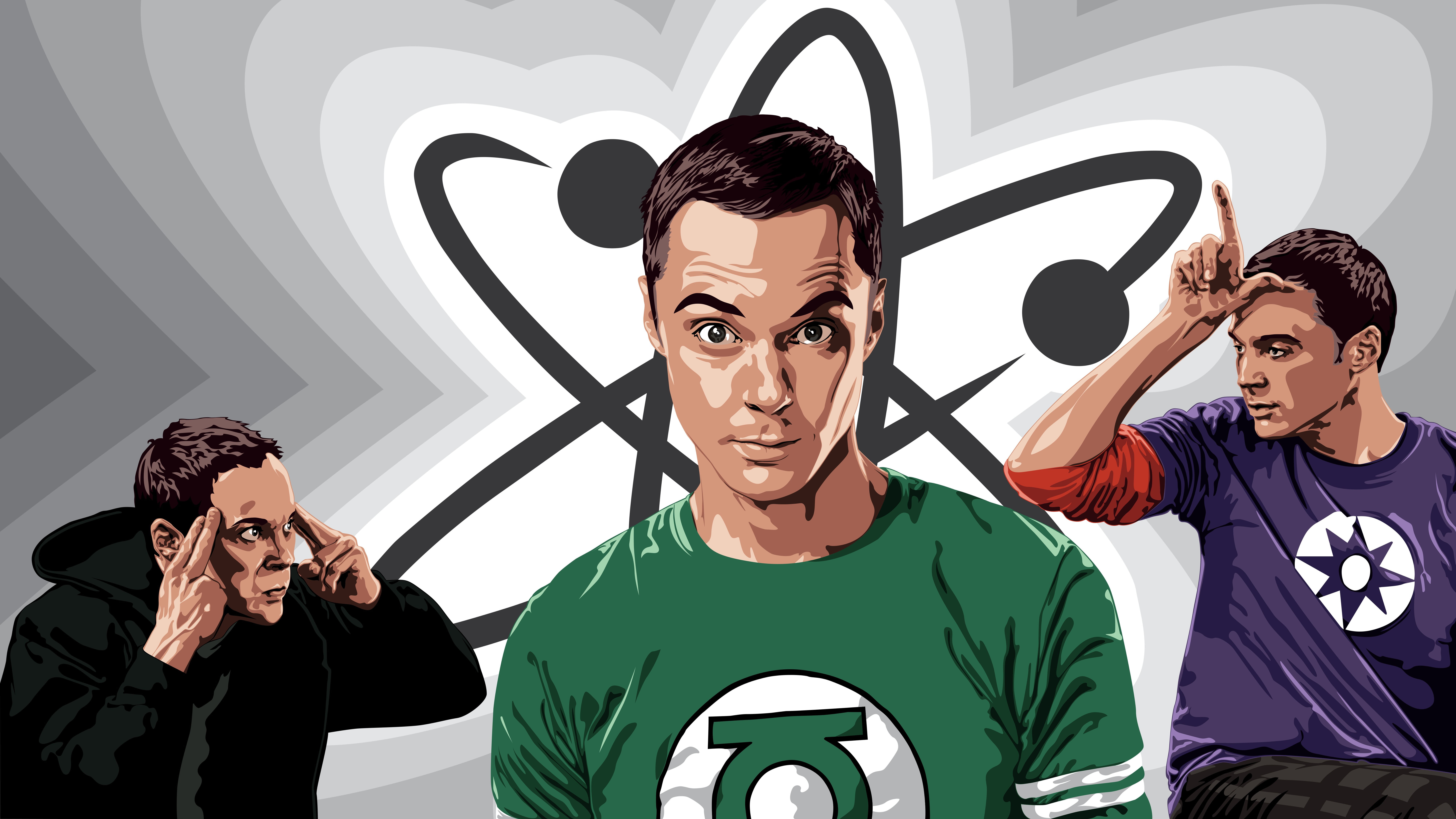 men's green Green Lantern logo-printed shirt, Sheldon Cooper, The Big Bang Theory