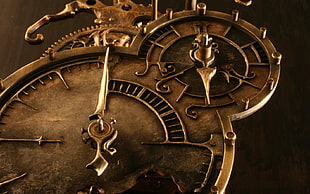 silver-colored clock frame, steampunk, clocks, time