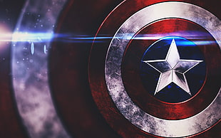 Captain Marvel movie poster, Captain America, Shields, optical flares, stars