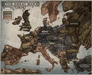 brown and black wooden table decor, map, war, Europe