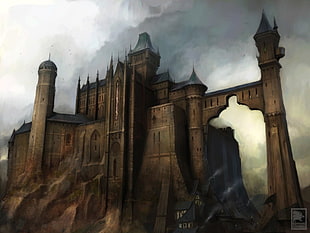 black castle painting, castle HD wallpaper
