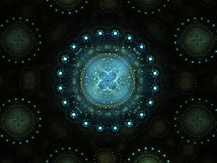 green and blue light digital wallpaper