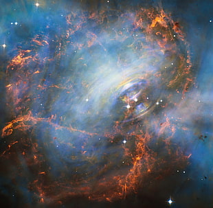 red and blue galaxy wallpaper, space, galaxy, Crab Nebula