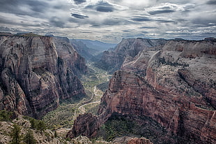 areal view of mountain ridges, zion national park