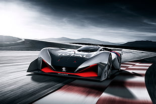 gray Peugeot concept car at day race HD wallpaper