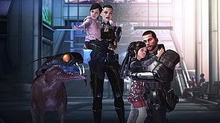 family 3D wallpaper, Mass Effect 3, Jack, Commander Shepard, video games