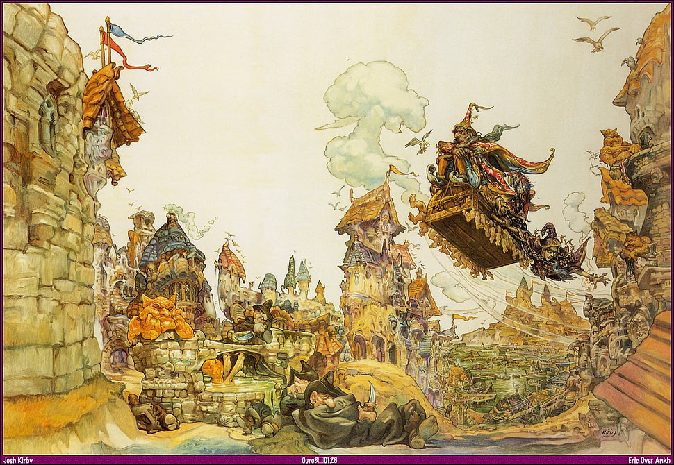 castle illustration, Discworld, fantasy art HD wallpaper