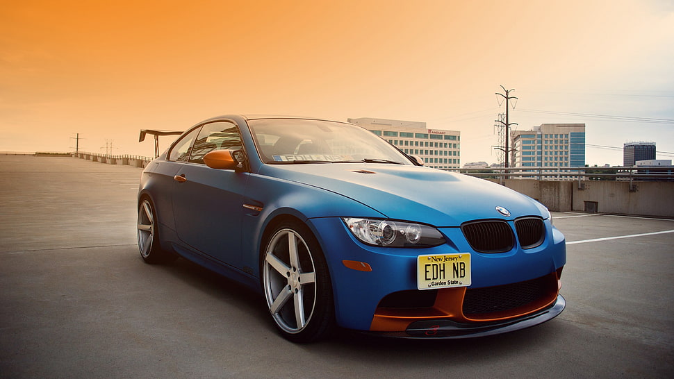 blue BMW coupe, car, BMW, blue cars, BMW M3 E 92 HD wallpaper