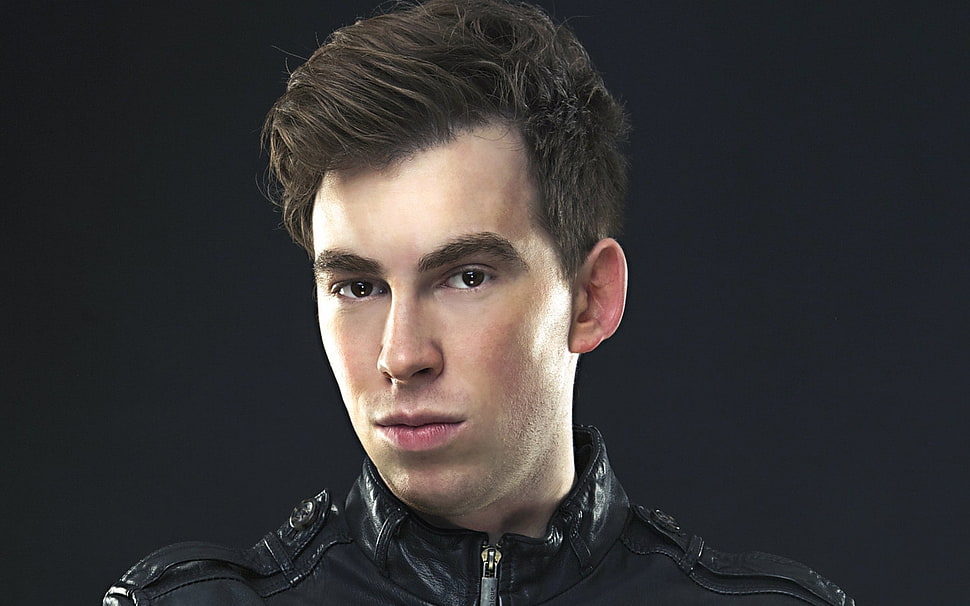 men's black leather jacket, Hardwell, Robbert van de Corput, DJ, music HD wallpaper