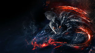 black and red dragon digital wallpaper, fantasy art, creature, artwork, DeviantArt HD wallpaper