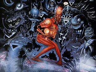 orange monster character illustration, Orange Lantern, Larfleeze