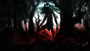 person in forest painting, Bloodborne, video games, warrior, black HD wallpaper