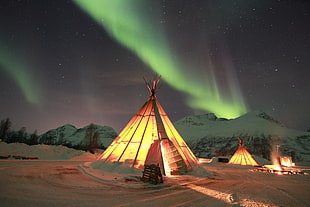 white tipi tent, Lavvo, Norway