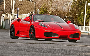 red coupe, Ferrari, F430, Ferrari F430 Scuderia, spider
