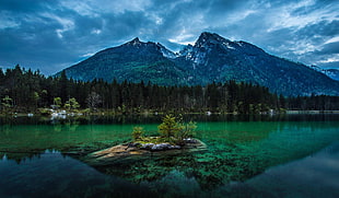 calm body of water with mountain background, landscape, mountains, water, nature