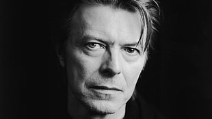 man portrait photo, David Bowie, musician, monochrome, looking at viewer
