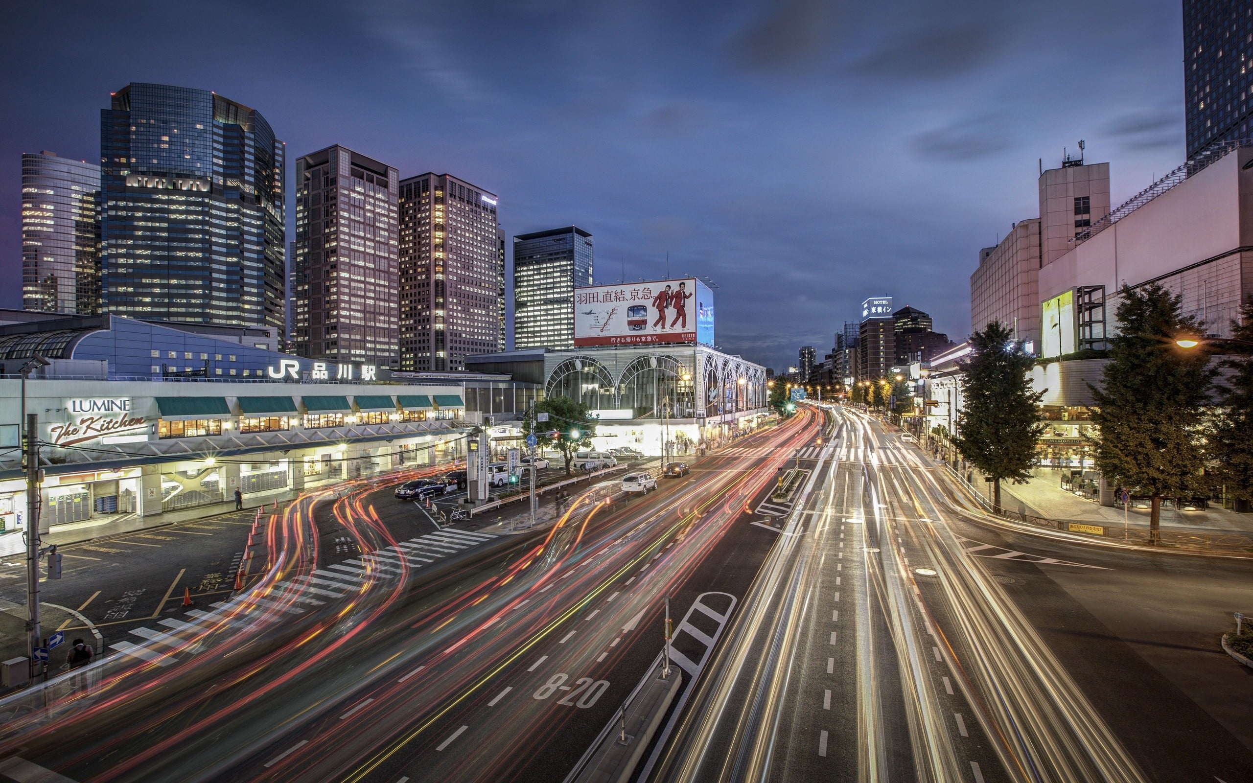 long exposure photo of cars on street during night time