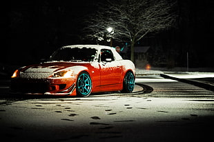 red coupe, car, Honda, s2000, Stance