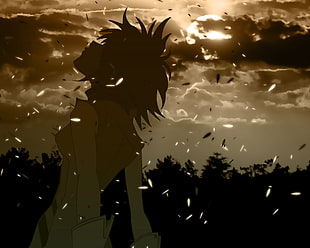 animated movie wallpaper, anime, FLCL, leaves