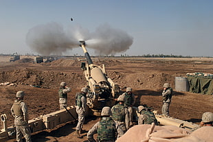 gray and black cannon, army, gun, artillery