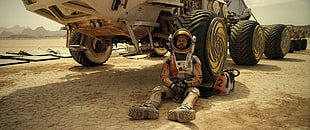 men's white and orange space suit, astronaut, digital art, NASA, The Martian