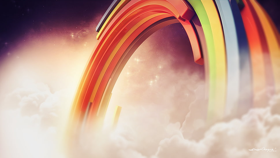 rainbow illustration, abstract, Lacza, artwork, colorful HD wallpaper