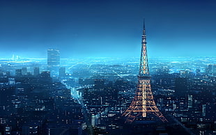 photo of Eiffel tower during nighttime HD wallpaper