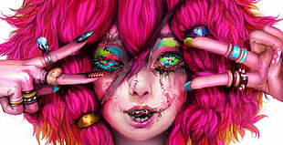 female zombie digital wallpaper, artwork