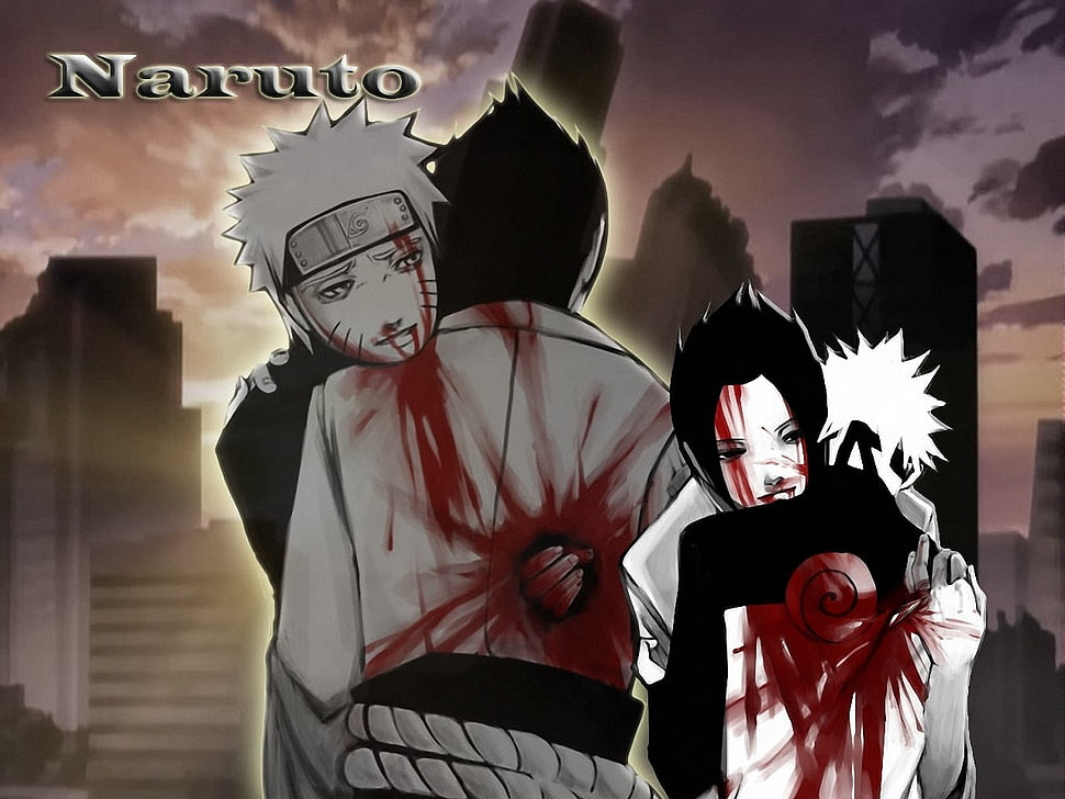 Naruto Vs Sasuke poster, Naruto Shippuuden, blood, Uzumaki Naruto, Uchiha Sasuke HD wallpaper