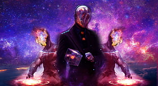 man in black suit digital wallpaper, galaxy, universe, gods, Last Man Standing: Killbook of a Bounty Hunter HD wallpaper