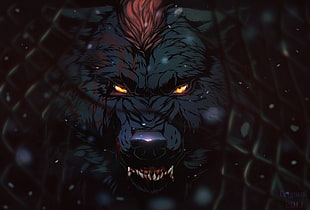 black bear illustration, digital art, wolf, dark HD wallpaper