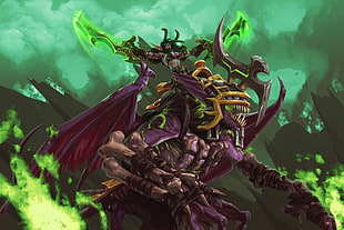 monster riding flying monster wallpaper, World of Warcraft, Demon Hunter, World of Warcraft Legion, Night Elves