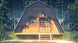 brown wooden house, house, Everlasting Summer HD wallpaper