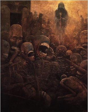 monsters painting, Zdzisław Beksiński, drawing
