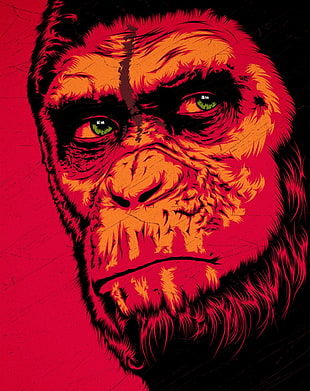 red and black tiger print backpack, apes, Planet of the Apes, red, red background HD wallpaper