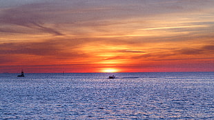 sun set over the horizon HD wallpaper