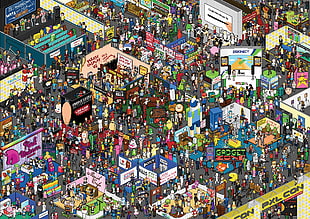 pixelated artwork of shops