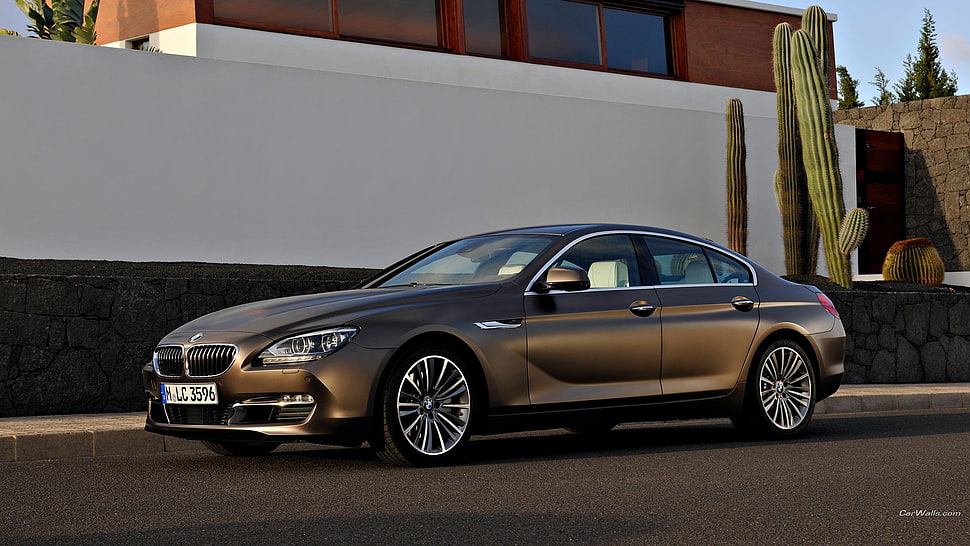 brown BMW 5 Series sedan, BMW 6, BMW, car, vehicle HD wallpaper