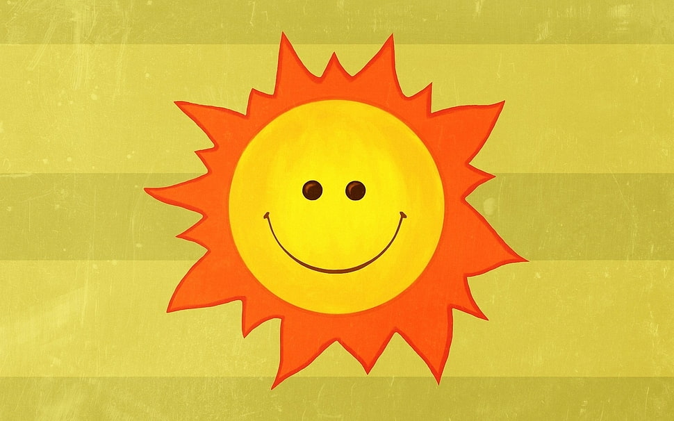 orange sun smiling poster HD wallpaper
