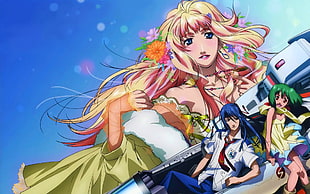 three female anime characters digital wallpaper HD wallpaper