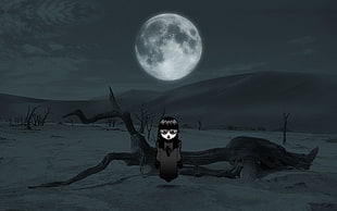 black haired girl cartoon character illustration