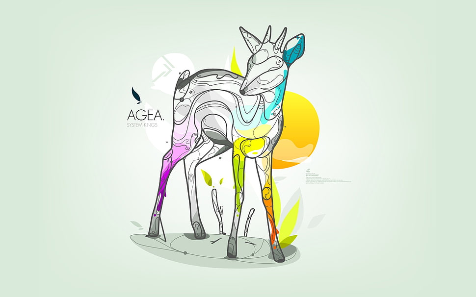 deer illustration, artwork, geometry, nature, colorful HD wallpaper